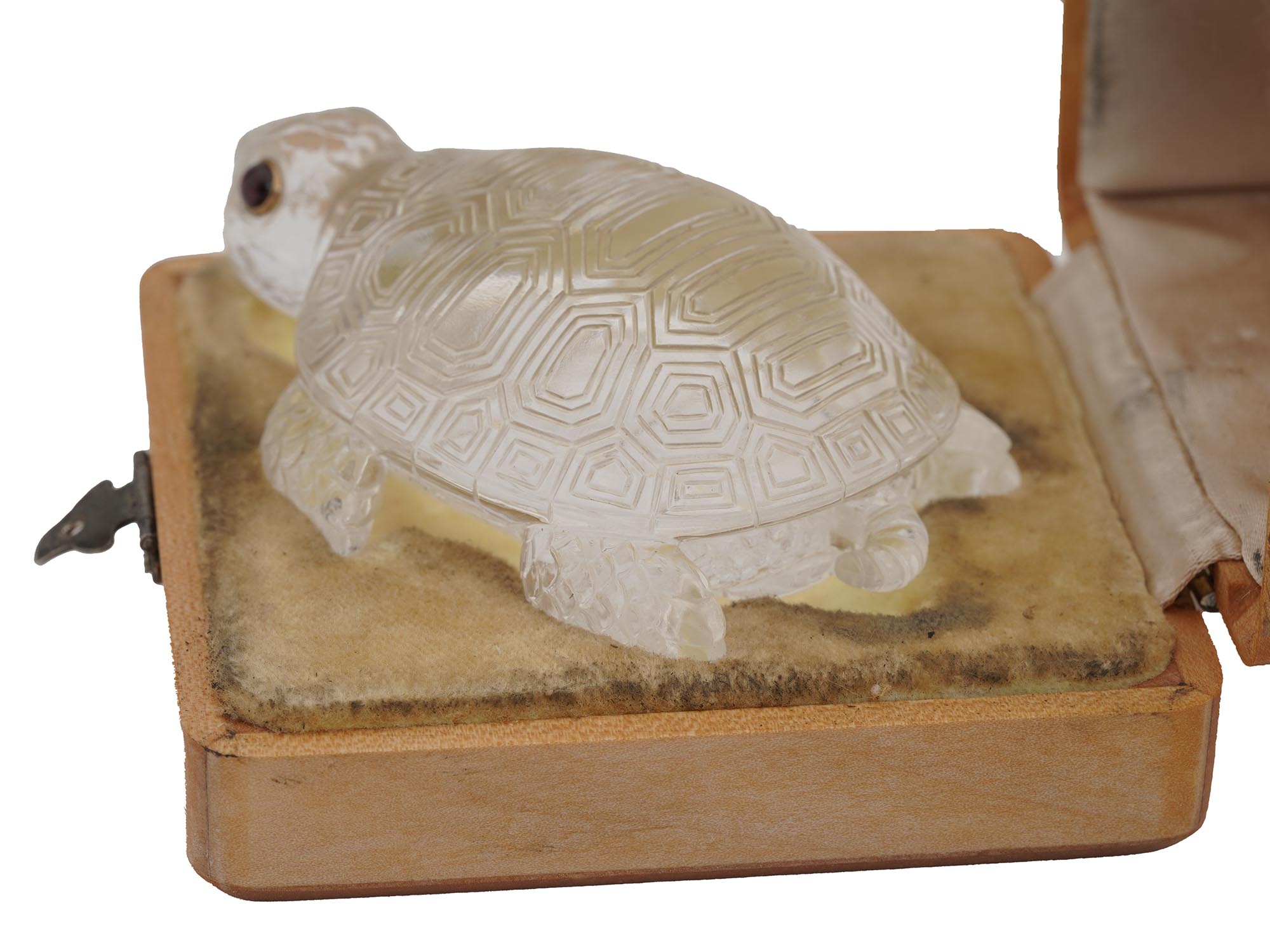 RUSSIAN CARVED ROCK CRYSTAL TURTLE FIGURINE PIC-1